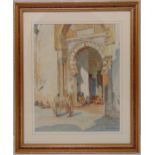 Thomas Ellison framed and glazed watercolour of a Middle Eastern street scene, signed bottom