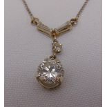 14ct white gold and diamond pendant necklace, central stone approx 1.5ct, approx total weight 4.1g