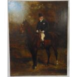 Heywood Hardy oil on canvas of a gentleman on horseback before the hunt, signed bottom right, 116.