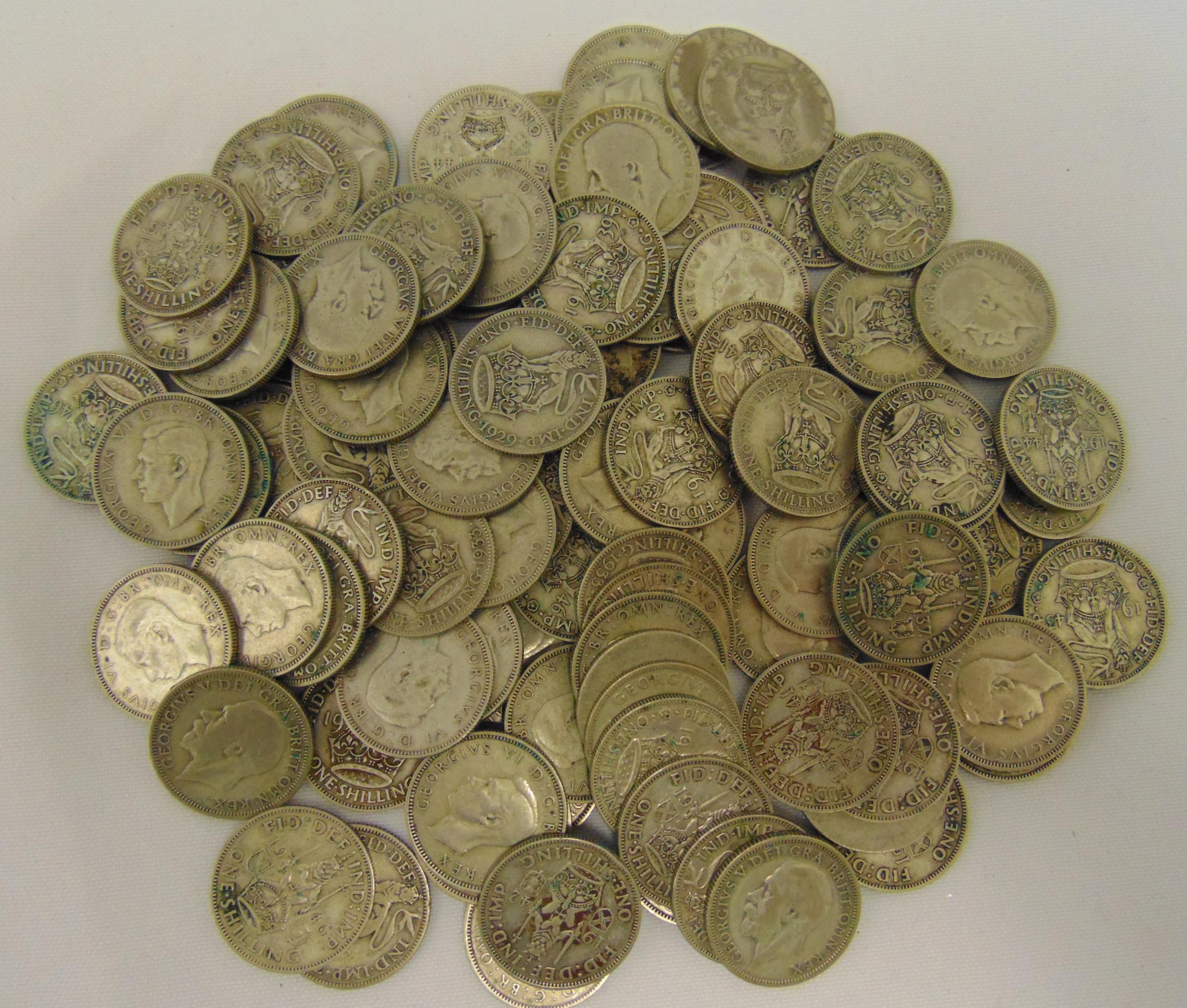 A quantity of pre 1947 GB shillings approx total weight 520g