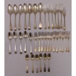 A quantity of antique hallmarked silver flatware, Old English and Fiddle pattern to include spoons