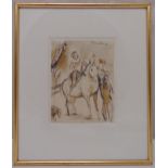 Morris Kestelman framed and glazed pen and ink drawings of a Circus rider dated 1937, signed top