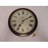 Smith 8 day station waiting room clock with white enamel dial and Roman numerals, to include key,