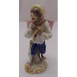 A Meissen early 20th century Monkey Orchestra Kettle Drum player on naturalistic base, marks to