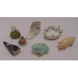 A quantity of Herend and Royal Copenhagen to include bonbon dishes and figurines (7)