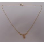 14ct yellow gold and diamond pendant necklace, approx total weight 4.2g