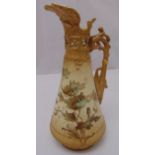 Turn Vienna blush ivory porcelain pear shaped flagon with gilded handle and floral decoration, marks