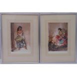 Russell Flint two framed and glazed polychromatic lithographic prints of ladies, numbered 98/850 and