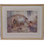 Russell Flint framed and glazed polychromatic lithographic print of ladies in an art studio,