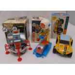 Three boxed playworn battery operated toys to include Apollo Eagle Lunar Module