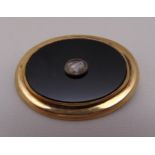 14ct gold, diamond and onyx brooch, approx total weight 10.6g