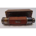 Kelvin and Hughes four drawer telescope with leather cover in fitted wooden case