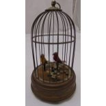 Reuge Music Sainte-Croix Swiss automaton of two singing birds in a cage, 18cm (h)