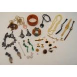 A quantity of costume jewellery to include necklaces, cufflinks and wristwatches