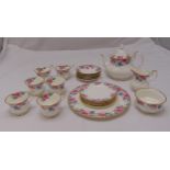 Royal Albert Lydia teaset to include teapot, milk jug, sugar bowl, cups, saucers and plates (21)