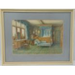 G G Kilburne framed and glazed watercolour of a bedroom scene, signed and dated bottom right, 27 x