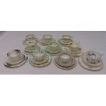A quantity of Shelley porcelain trios of various style and decoration, marks to the bases (10