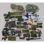 A quantity of playworn diecast military vehicles to include Dinky and Corgi