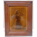 A framed monochromatic image titled The Echo of a Lady holding her hand by her ear, signed bottom