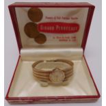 Girard Perregaux 9ct yellow gold vintage ladies bracelet wristwatch, in original case, approx