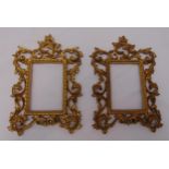 A pair of gilt metal rectangular frames in the Baroque style, 28 x 18.5cm