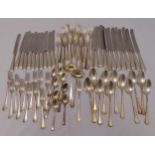 WMF Art Deco pattern silver plated flatware to include knives, forks, spoons and ladles