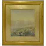 C.S. Bradley framed and glazed watercolour of the Downs, signed bottom right, 34.5 x 30.5cm