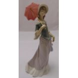 Lladro figurine of girl with a parasol, marks to the base, 29cm (h)