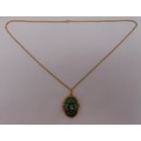 9ct gold and enamel locket on a 9ct gold chain