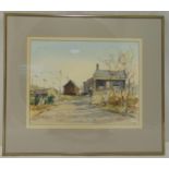 Peter Gilman framed and glazed watercolour of Baldock Railway Station 1981, signed bottom left, 25 x