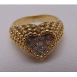 14ct yellow gold and diamond heart shaped ring, approx total weight 6.6g