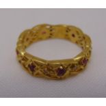 Givenchy 18ct yellow gold, diamond and ruby ring, signed, approx total weight 5.7g