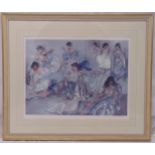 Russell Flint framed and glazed polychromatic lithographic print of ladies, signed and blind