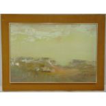 Janet Nathan (1938-2020) framed mixed media on panel of a landscape, signed bottom left, 37.5 x