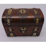 A Victorian burr walnut tea caddy of casket form with domed hinged cover, 16 x 22.5 x 13.5cm