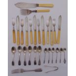 A quantity of hallmarked silver flatware to include spoons, fish eaters and servers