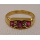 18ct yellow gold ruby and diamond ring, approx total weight 3.2g