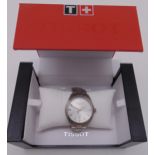 Tissot gentlemans stainless steel wristwatch with date aperture in original packaging and