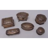 A quantity of hallmarked silver covered boxes of various form, shape and size, approx total weight