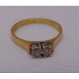 18ct yellow gold and diamond two stone ring, approx total weight 2.4g