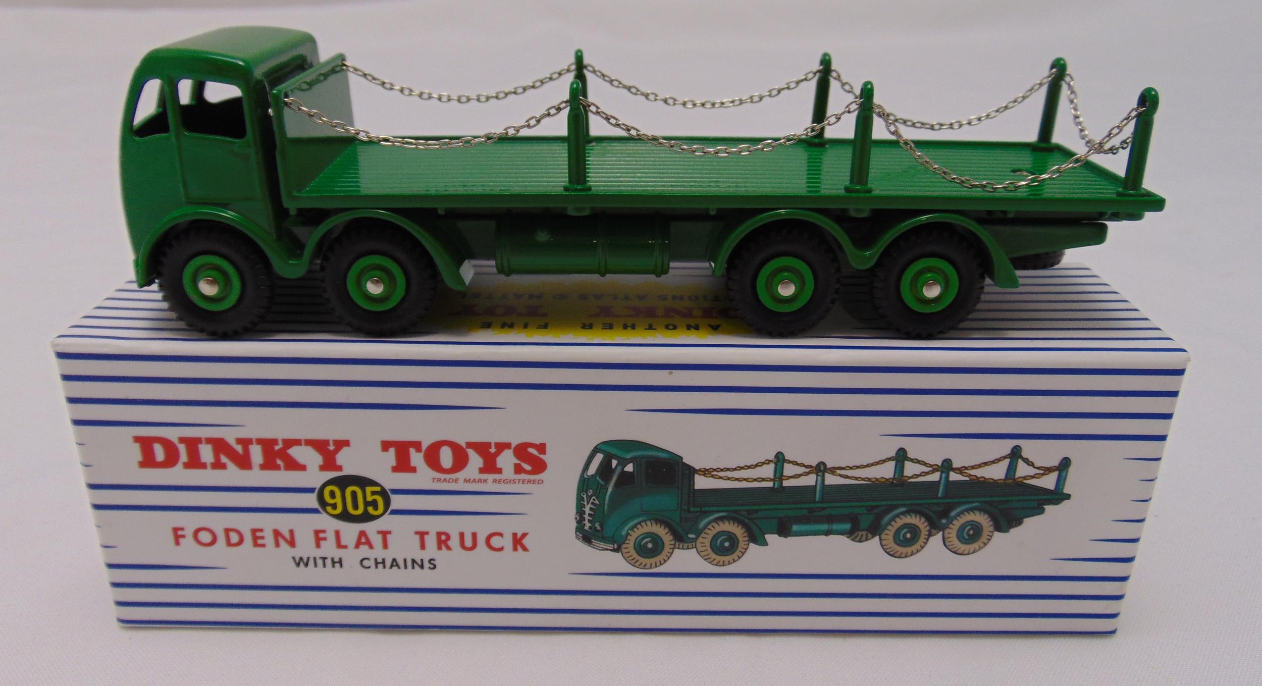 Dinky Toys GB N°905 – Camion Plateau Foden à Chaînes – Vert, Zamak, Boîte D'origine, RARE