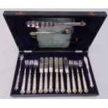 A cased set of hallmarked silver fish eaters for six place settings