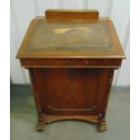 A mahogany Davenport of customary form with tooled leather top, 85 x 59 x 50cm, A/F