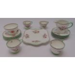 Shelley teaset to include plates, cups, saucers, a milk jug, a sugar bowl and a cake plate (19)
