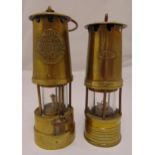 Two brass Davy lamps of customary form, tallest 25cm (h)