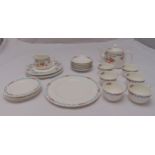 Minton Ribbons and Blossoms teaset to include a teapot, cups, saucers, plates and a cake plate (24)