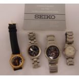 Four gentlemens wristwatches to include Citizen, Seiko and Ortin