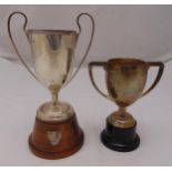 Two hallmarked silver trophy cups, approx weight of silver 651g