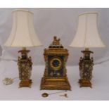 A French 19th century mantle clock, gilt metal and champleve