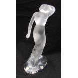 Lalique standing nude figurine on raised oval base, signed to base, 24cm(h)